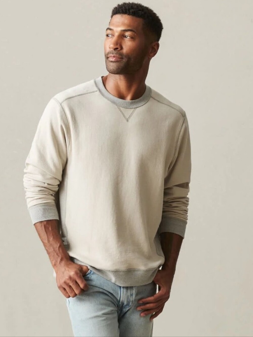 American Giant Reversible Crew Top Men's New Feather Grey - Picture 3 of 12